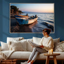 Coastal Fishing Boats Wall Art Canvas Print, Sunset Beach by MyGreatCanvas | Canvas Wall Art Prints | Photo Prints & Wall Decor