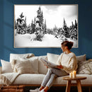 Black and White Snowy Pine Forest Wall Art Canvas Print, by MyGreatCanvas | Canvas Wall Art Prints | Photo Prints & Wall Decor