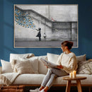 Banksy Girl with Butterflies Street Art Wall Art Canvas by MyGreatCanvas | Canvas Wall Art Prints | Photo Prints & Wall Decor