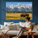 Bison in Mountain Landscape Wall Art Canvas Print – Western by MyGreatCanvas | Canvas Wall Art Prints | Photo Prints & Wall Decor