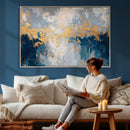 Blue Gold Abstract Large Framed Canvas Wall Art, Modern by MyGreatCanvas | Canvas Wall Art Prints | Photo Prints & Wall Decor