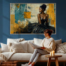 Elegant Woman Canvas Wall Art — Black Gold Gown Fashion by MyGreatCanvas | Canvas Wall Art Prints | Photo Prints & Wall Decor