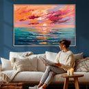 Bold Palette Knife Ocean Sunset Canvas — Orange Pink Teal by MyGreatCanvas | Canvas Wall Art Prints | Photo Prints & Wall Decor