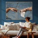 Funny Bathroom Canvas Wall Art, Michelangelo Creation of by MyGreatCanvas | Canvas Wall Art Prints | Photo Prints & Wall Decor