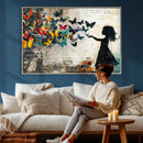 Banksy Butterfly Girl Wall Art Canvas Print, Framed Street by MyGreatCanvas | Canvas Wall Art Prints | Photo Prints & Wall Decor