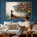 Banksy Graffiti Butterfly Girl Wall Art Canvas Print, Framed by MyGreatCanvas | Canvas Wall Art Prints | Photo Prints & Wall Decor