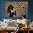 Urban Banksy Butterfly Girl Wall Art Canvas Print, Framed by MyGreatCanvas | Canvas Wall Art Prints | Photo Prints & Wall Decor
