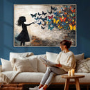 Banksy Butterfly Girl Wall Art Canvas Print, Framed Street by MyGreatCanvas | Canvas Wall Art Prints | Photo Prints & Wall Decor