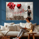 Girl Graffiti Wall Art Canvas Print, Red Balloon Heart by MyGreatCanvas | Canvas Wall Art Prints | Photo Prints & Wall Decor