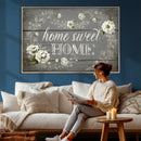 Home Sweet Home Wall Art Canvas Print, Floral Farmhouse by MyGreatCanvas | Canvas Wall Art Prints | Photo Prints & Wall Decor