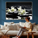 Plumeria Frangipani Black Stone Canvas | White Flower Spa by MyGreatCanvas | Canvas Wall Art Prints | Photo Prints & Wall Decor