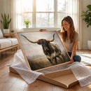 Longhorn Bull Wall Art Canvas Print, Western Farmhouse