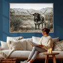 Texas Longhorn Bull Wall Art Canvas Print, Western Farmhouse by MyGreatCanvas | Canvas Wall Art Prints | Photo Prints & Wall Decor
