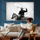 Cowboy Lasso Canvas Wall Art, Black White Western Horse by MyGreatCanvas | Canvas Wall Art Prints | Photo Prints & Wall Decor