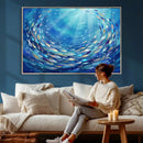 School of Fish Canvas Print | Blue Ocean Underwater Wall Art by MyGreatCanvas | Canvas Wall Art Prints | Photo Prints & Wall Decor