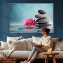 Zen Canvas Wall Art Lotus Flower Stacked Stones Teal Spa by MyGreatCanvas | Canvas Wall Art Prints | Photo Prints & Wall Decor