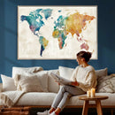 Watercolor World Map Canvas Wall Art Print – Abstract by MyGreatCanvas | Canvas Wall Art Prints | Photo Prints & Wall Decor