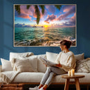 Hawaii Beach Sunset Canvas Wall Art Print, Tropical Ocean Landscape Artwork, Palm Tree Coastal Decor for Living Room Bedroom by MyGreatCanvas | Canvas Wall Art Prints | Photo Prints & Wall Decor
