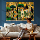 Gustav Klimt Golden Cityscape Wall Art Canvas Print,