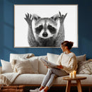 Funny Raccoon Canvas Wall Art, Black White Hands Up Animal Photo Print, Humorous Wildlife Decor, Kids Room Nursery Art, Quirky Animal Gift by MyGreatCanvas | Canvas Wall Art Prints | Photo Prints & Wall Decor