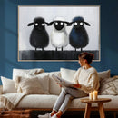Funny Sheep Canvas Wall Art, Three Quirky Sheep Painting Print, Cute Animal Nursery Decor, Black White Navy Farmhouse Art, Kids Room Gift by MyGreatCanvas | Canvas Wall Art Prints | Photo Prints & Wall Decor