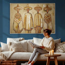 Mexican Folk Art Canvas Wall Art, Charro Poncho Sombrero Painting Print, Neutral Beige Boho Decor, Southwestern Impasto Style, Living Room Art by MyGreatCanvas | Canvas Wall Art Prints | Photo Prints & Wall Decor