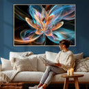 Fractal Lotus Canvas Wall Art, Blue Orange Glowing Flower Abstract Print, Modern Zen Meditation Room Decor, Ethereal Digital Art, Living Room by MyGreatCanvas | Canvas Wall Art Prints | Photo Prints & Wall Decor