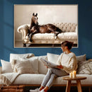 Funny Horse on Sofa Canvas Wall Art, Quirky Horse Lounging Photo Print, Whimsical Animal Decor, Living Room Conversation Art, Horse Lover Gift by MyGreatCanvas | Canvas Wall Art Prints | Photo Prints & Wall Decor