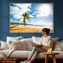 Tropical Beach Canvas Wall Art, Palm Tree Ocean Photo Print, Coastal Living Room Decor, Turquoise Sea Beach House Art, Summer Wall Art by MyGreatCanvas | Canvas Wall Art Prints | Photo Prints & Wall Decor