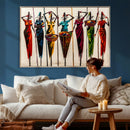 African Folk Art Canvas Wall Art, Colorful African Women Village Painting Print, Tribal Ethnic Home Decor, Vibrant African Art, Living Room