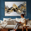 Black and Gold Abstract Wall Art, Modern Wave Canvas Print, Elegant Flowing Smoke Art, Luxury Living Room Decor by MyGreatCanvas | Canvas Wall Art Prints | Photo Prints & Wall Decor