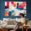 Blue Teal Abstract Canvas Wall Art, Modern Textured Painting Print, Navy Orange White Contemporary Art, Neutral Living Room Decor, Office Art by MyGreatCanvas | Canvas Wall Art Prints | Photo Prints & Wall Decor