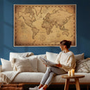 Personalized Push Pin World Map, Vintage Travel Map Canvas, Custom Names Anniversary Gift, Places Visited Pin Board, Couples Adventure Art