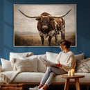 Texas Longhorn Wall Art Canvas Print – Brown Horned Bull