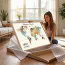 Detailed Custom World Map Print – Framed Custom Push Pin