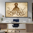 Sepia Octopus Wall Art Abstract Animal Canvas Print