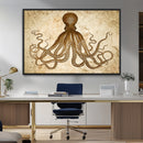 Sepia Octopus Wall Art Abstract Animal Canvas Print