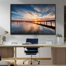 Wooden Pier on Seascape and Sunset Wall Art Canvas Print by MyGreatCanvas | Canvas Wall Art Prints | Photo Prints & Wall Decor