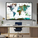 Modern Watercolor World Map Canvas Wall Art – Framed by MyGreatCanvas | Canvas Wall Art Prints | Photo Prints & Wall Decor