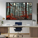 Autumn Forest Wall Art – Enchanting Red Leaves Canvas Print,