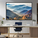 Misty Mountain Sunrise Triptych Canvas Print – Autumn