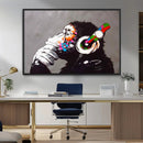 Dj Monkey Listening to Music Wall Art Print | Banksy Monkey by MyGreatCanvas | Canvas Wall Art Prints | Photo Prints & Wall Decor
