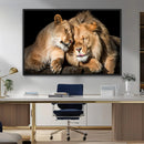 Lion and Lioness Wall Art Canvas Print – Framed African