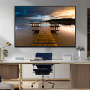 Serene Lake Pier at Sunset Canvas Print | Landscape Canvas