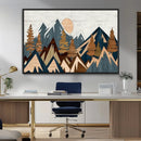 Abstract Wood Panel Effect Mountain Range Top Wall Art