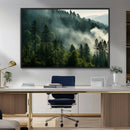 Misty Forest Wall Art Premium Canvas Print a Foggy and