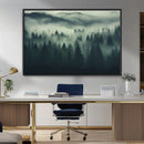 Misty Forest Wall Art Premium Canvas Print a Foggy and