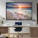 Sunset Beach Wall Art – Soothing Coastal Landscape, Ready to