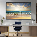 Golden Sunset Beach Triptych Canvas Wall Art for Living Room