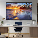 Serene Beach Sunset Wall Art Canvas- Coastal Seascape Print